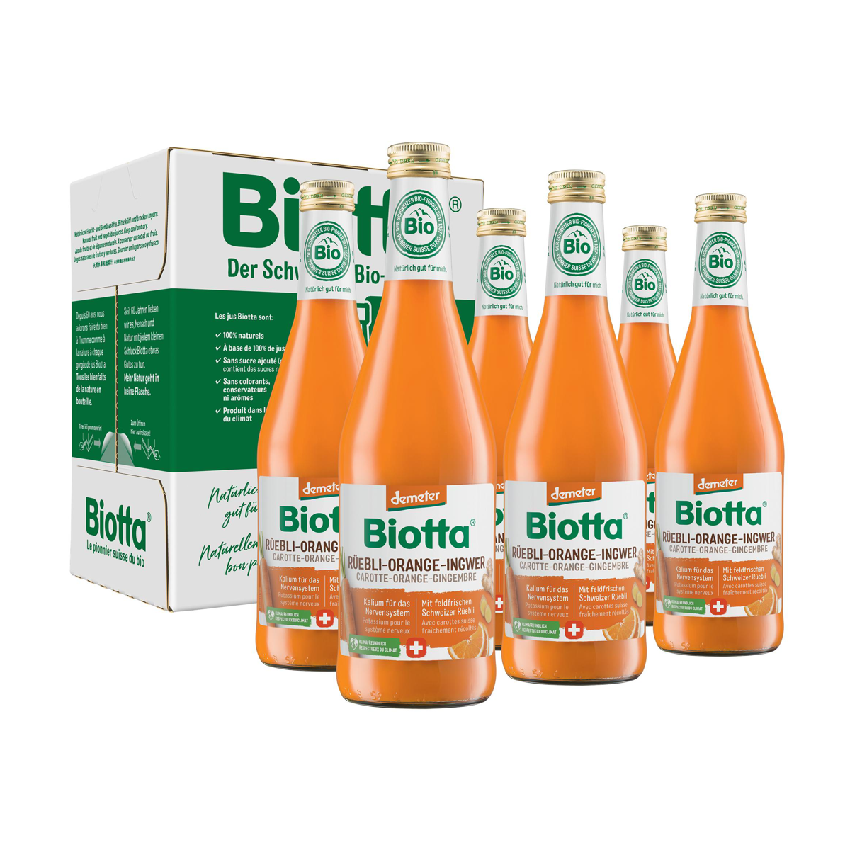 Biotta Rüebli Orange Ingwer Demeter 6 Fl 5 dl