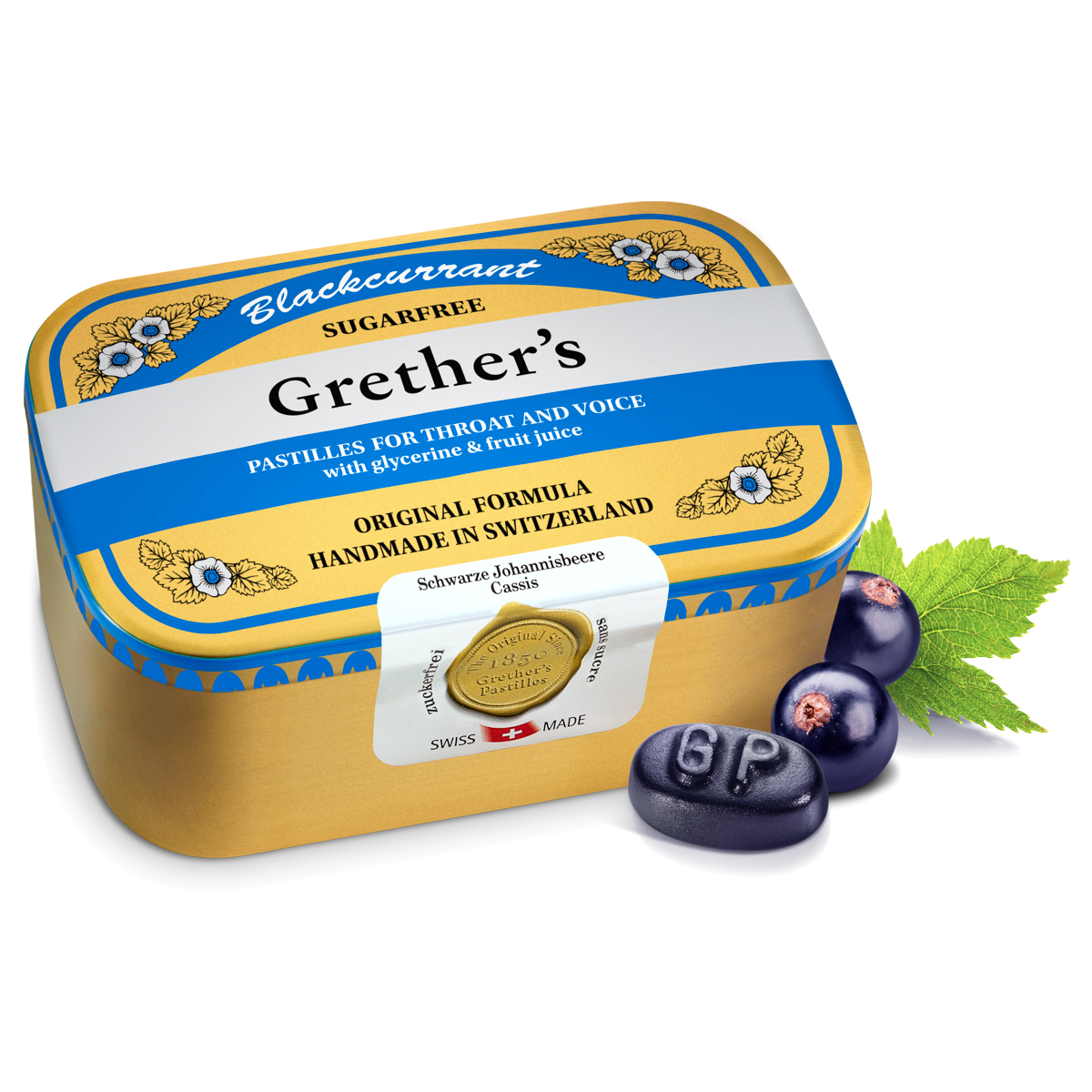 Grethers Blackcurrant Pastillen ohne Zucker 440 g