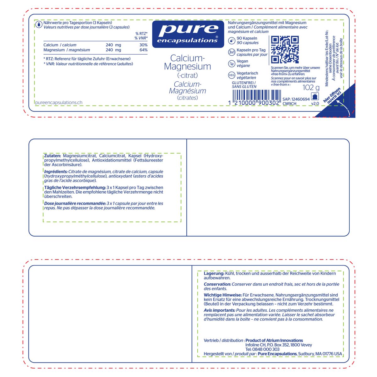 Pure Calcium-Magnesium Kapseln Dose 90 Stück