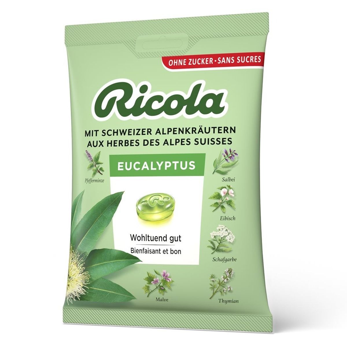 Ricola Eucalyptus Bonbons ohne Zucker Beutel 125 g