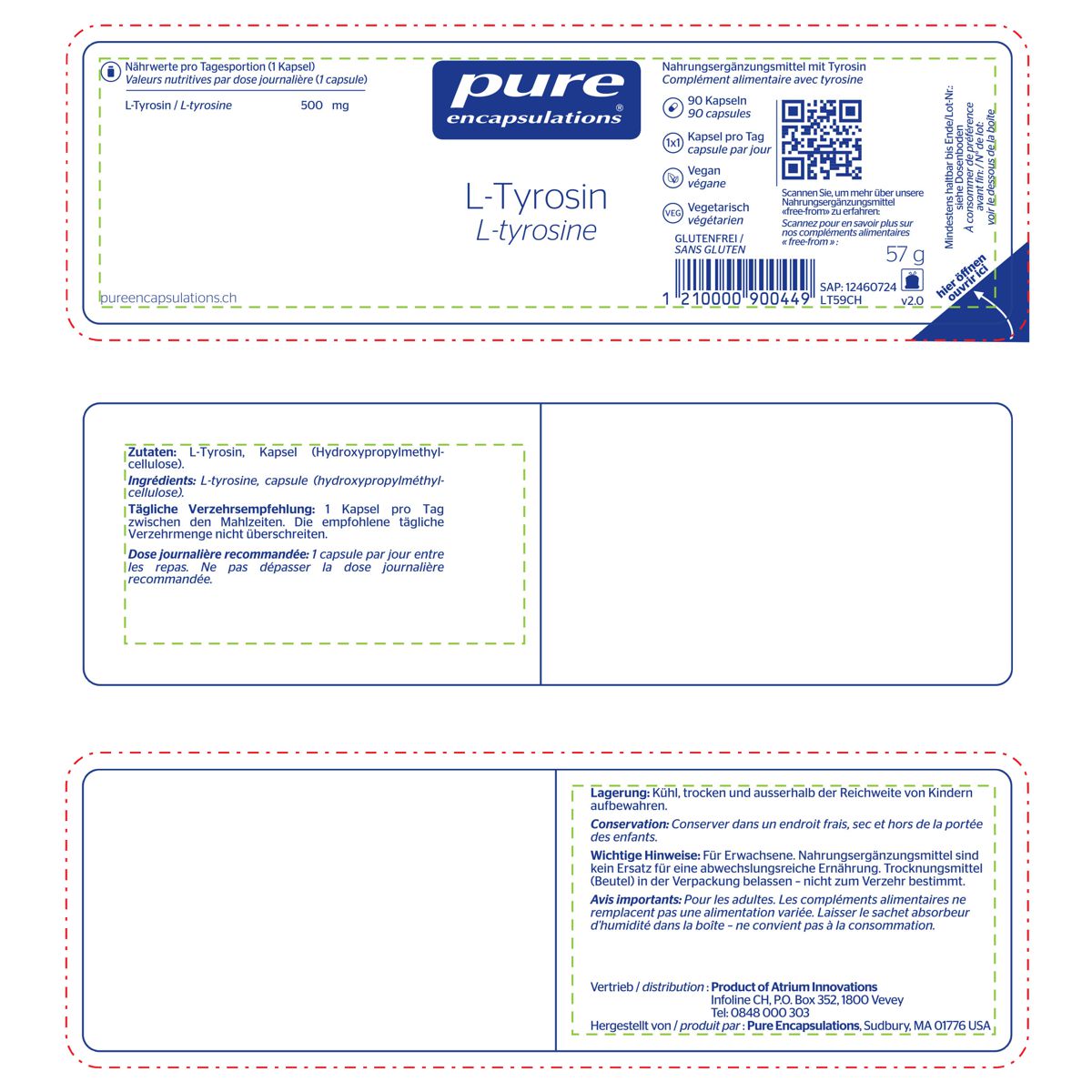 Pure L-Tyrosin Kapseln Dose 90 Stück