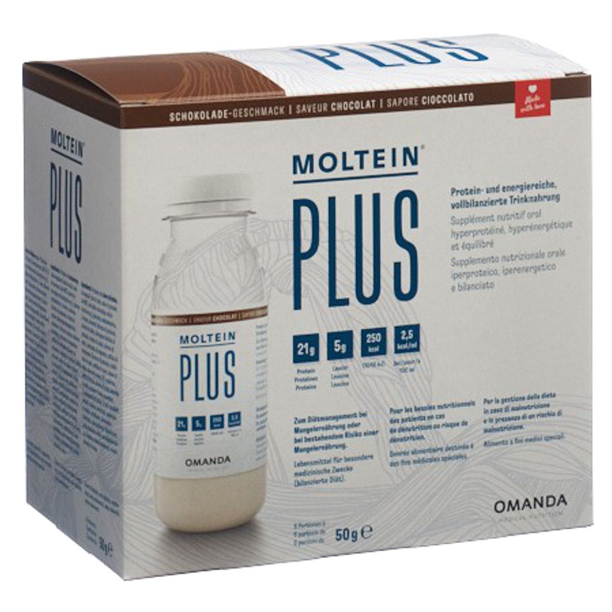 Moltein Plus 2.5 Schokolade 6 Flaschen 50 g