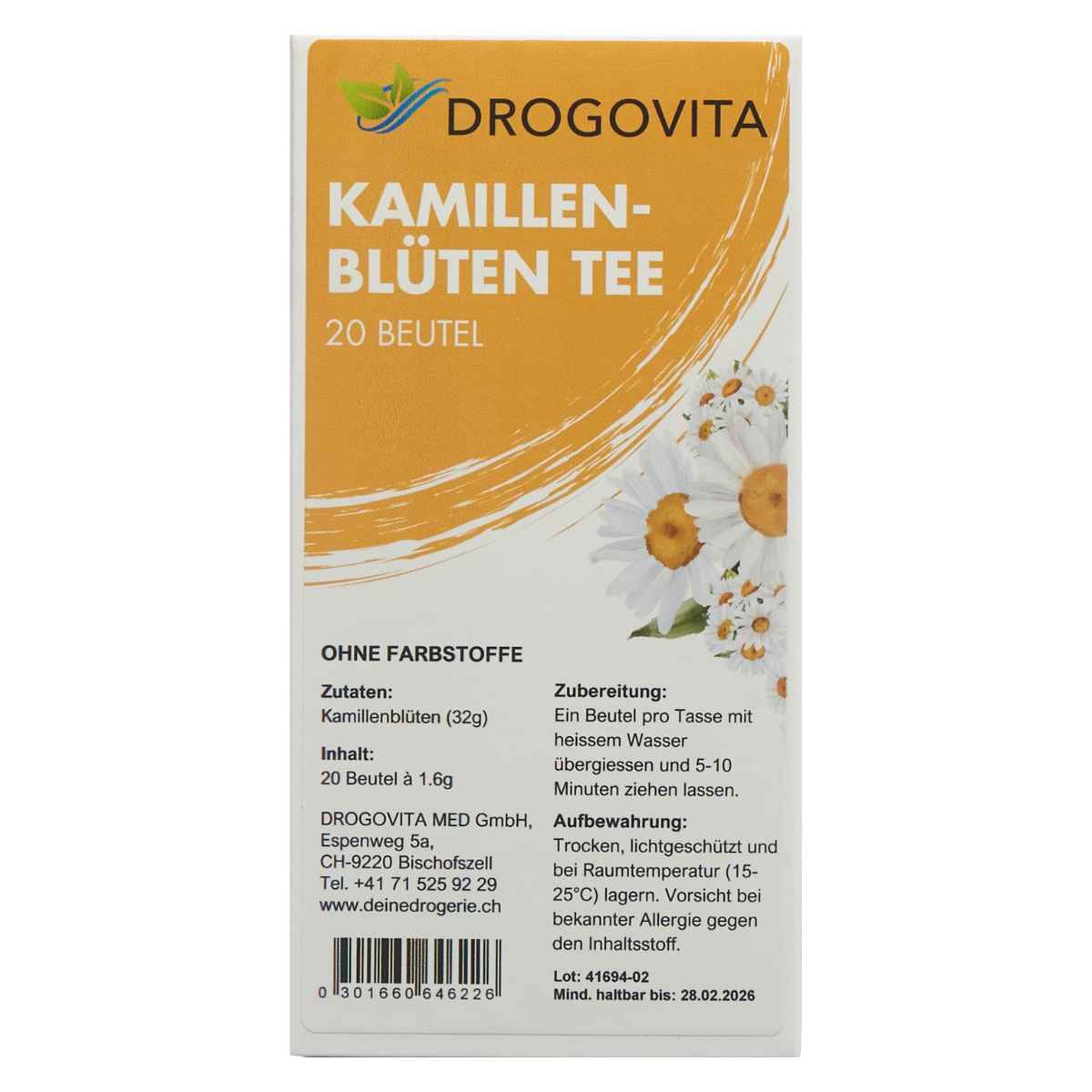 DROGOVITA Kamillen Tee Beutel 20 Stück