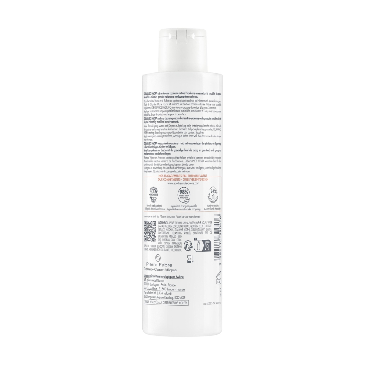 Avène Cleanance Hydra beruhigende Reinigungscreme 200 ml back