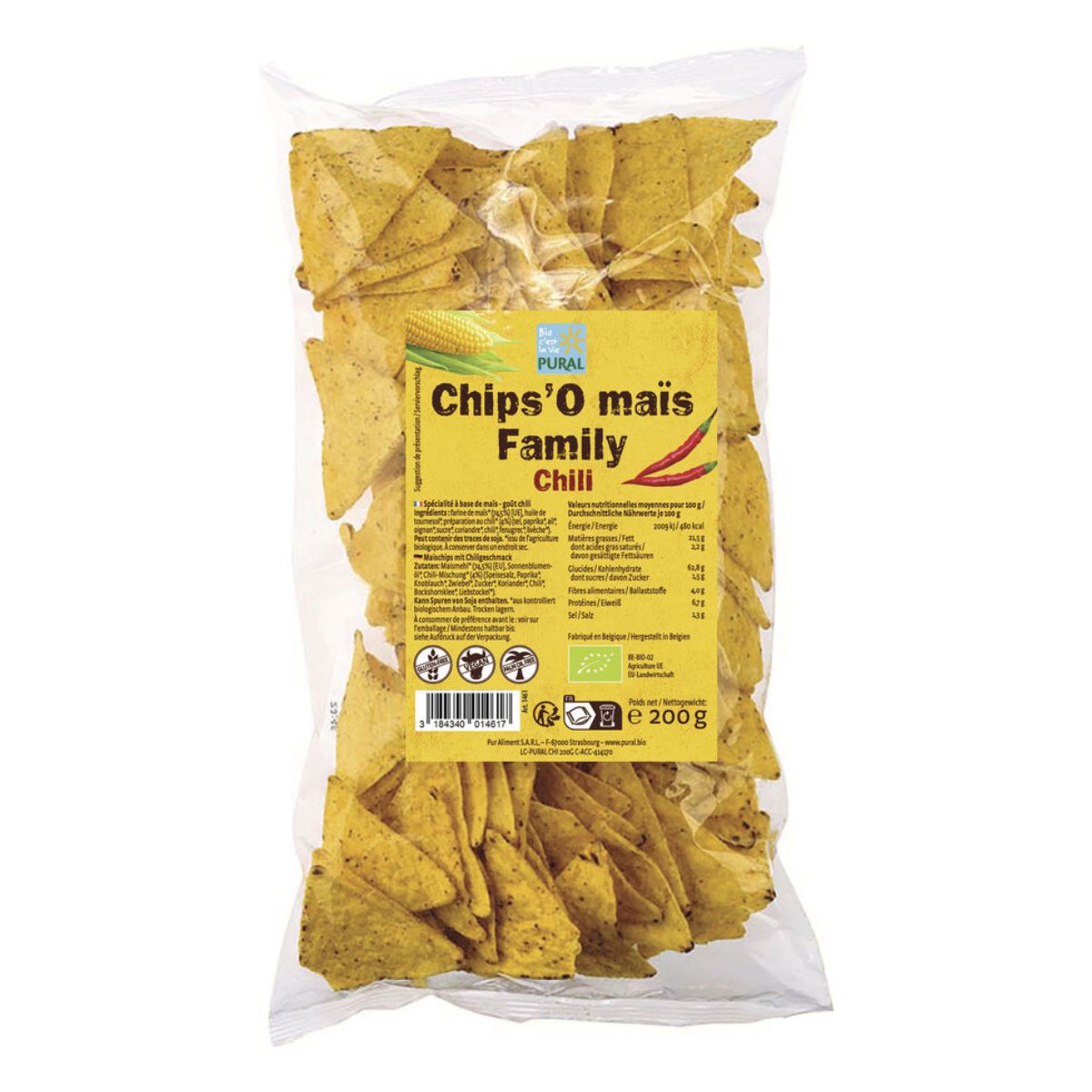 Pural Chips'O mais Chili Family 200 g