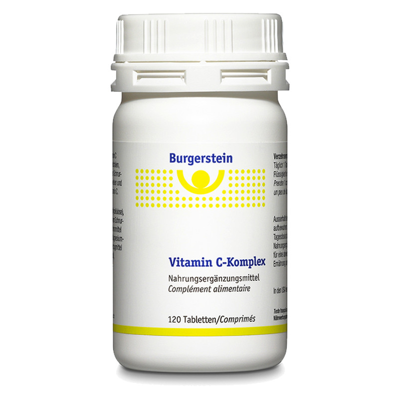 Burgerstein Vitamin C-Komplex enthält Vitamin C sowie Pflanzenstoffe aus Zitrusfrüchten