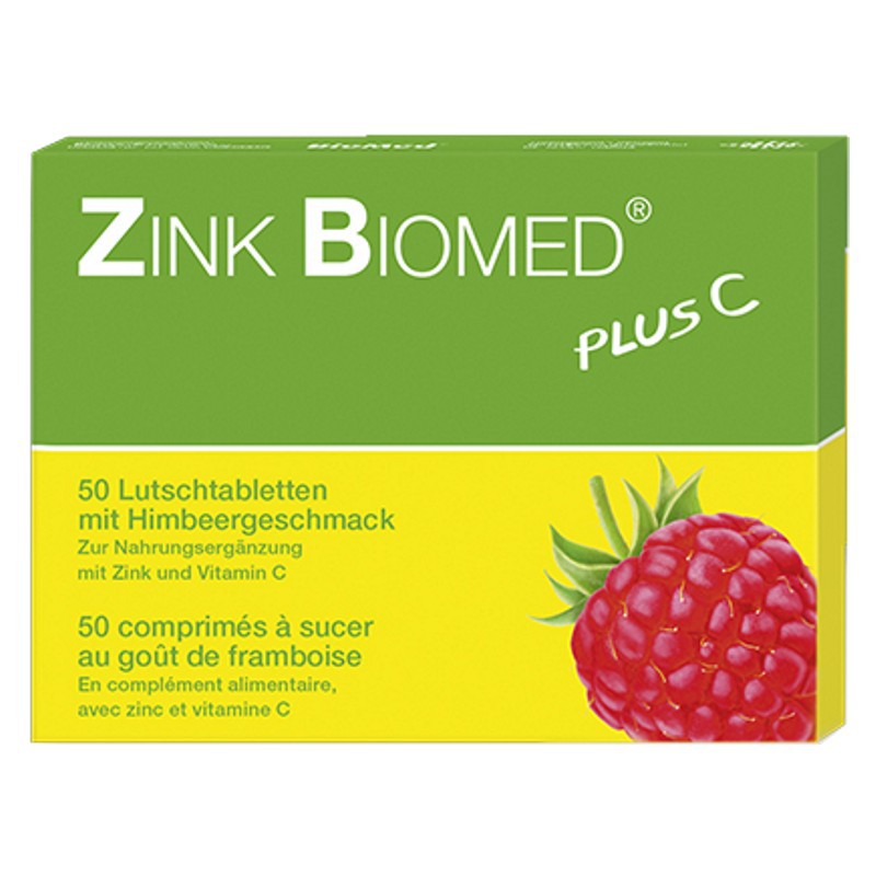 Zink Biomed plus C Lutschtabletten mit Himbeeraroma 50 Stück