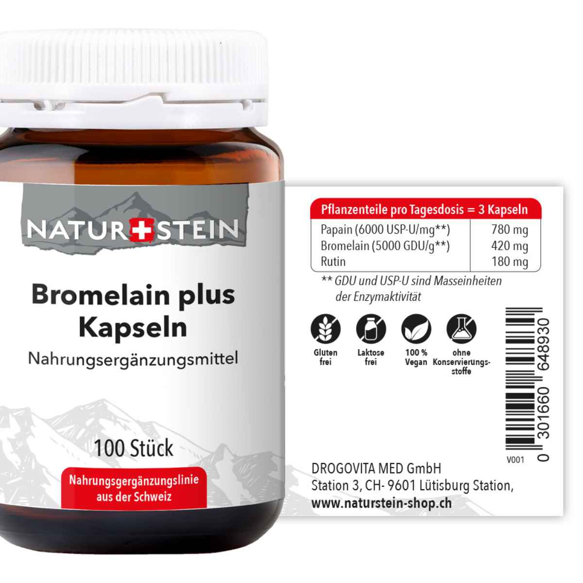 Naturstein Bromelain plus Kapseln 100 Stück