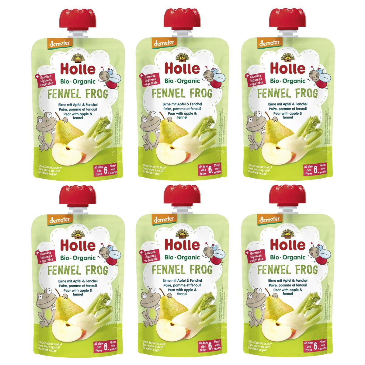 Holle Fennel Frog Pouchy Birne Apfel Fenchel 6x 100 g