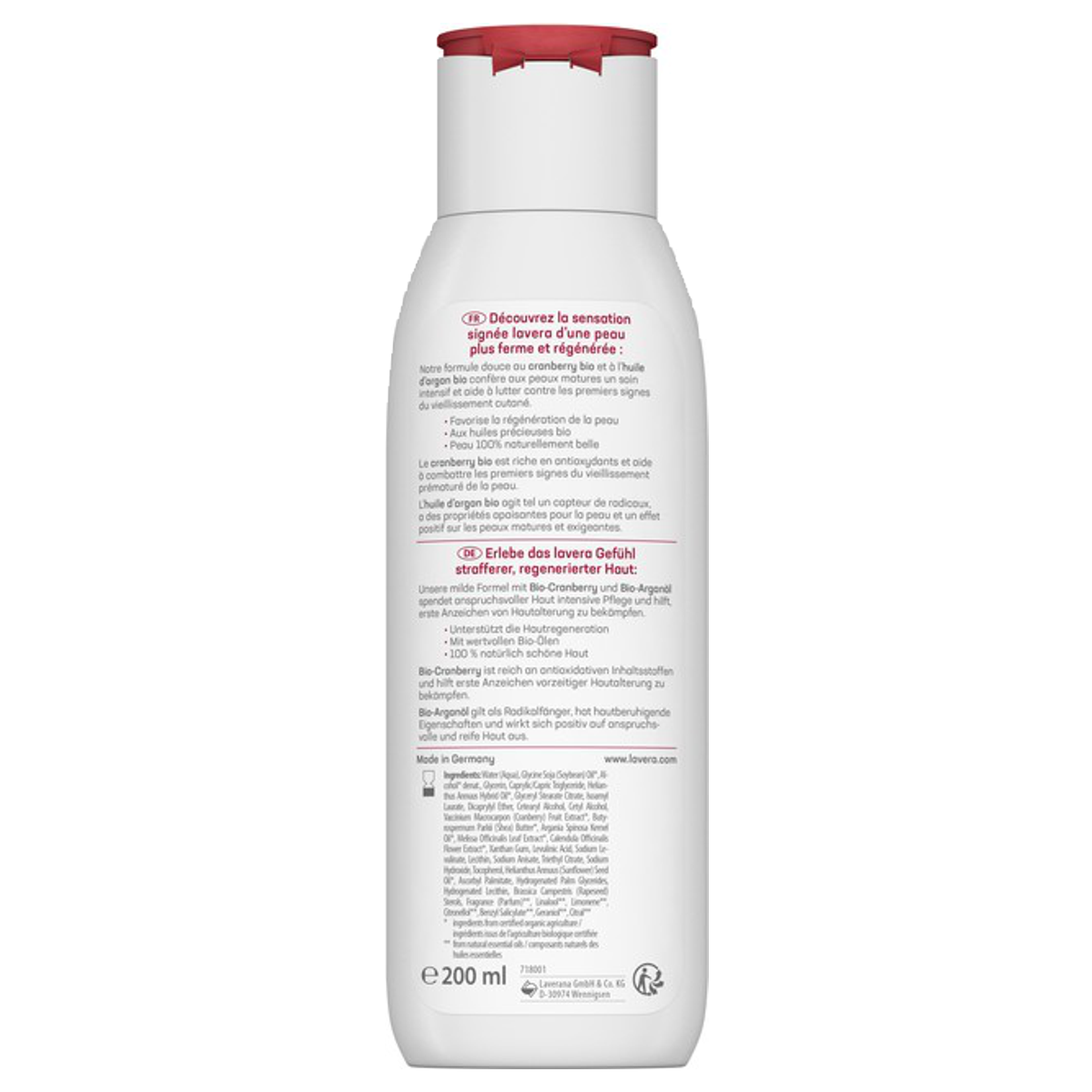 Lavera Bodymilk regenerierend bio Cranberry & bio Arganöl 200 ml