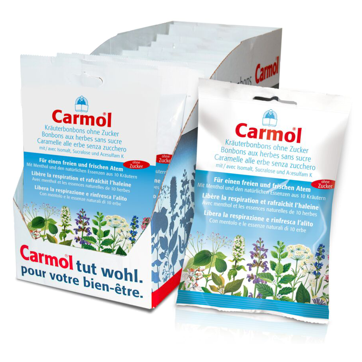 Carmol Kräuterbonbons ohne Zucker 12 Beutel 75 g