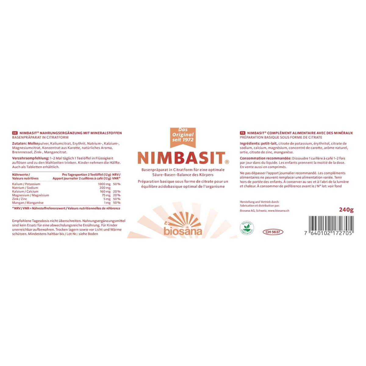 Biosana Nimbasit Mineralsalz Pulver 240 g