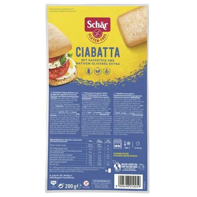 Schär Ciabatta Aufbackbrötchen 4x 50 g