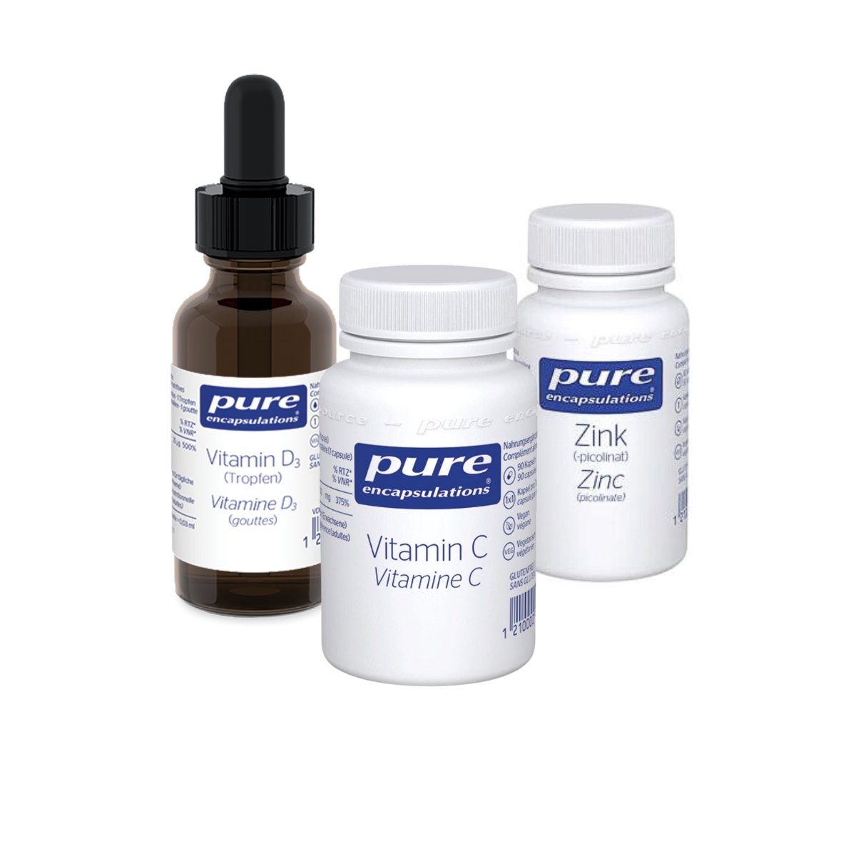 Pure Encapsulations Vitamin D3, Vitamin C und Zink Set