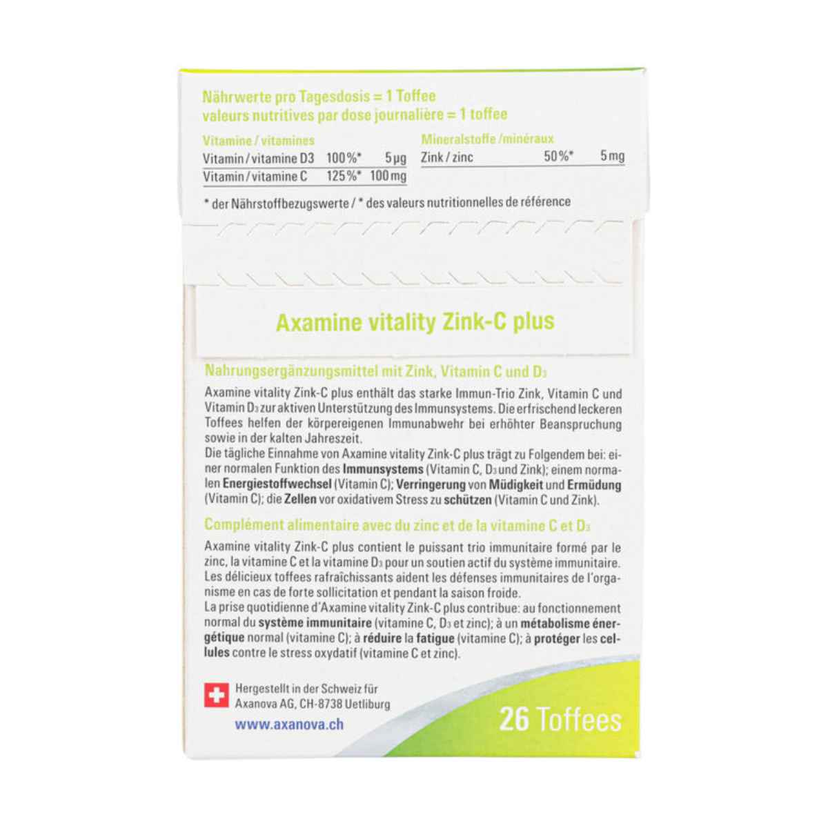 Axamine Zink-C plus 3x 26 Toffees