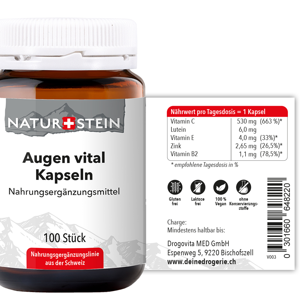 Naturstein Augen Vital Kapseln 100 Stück