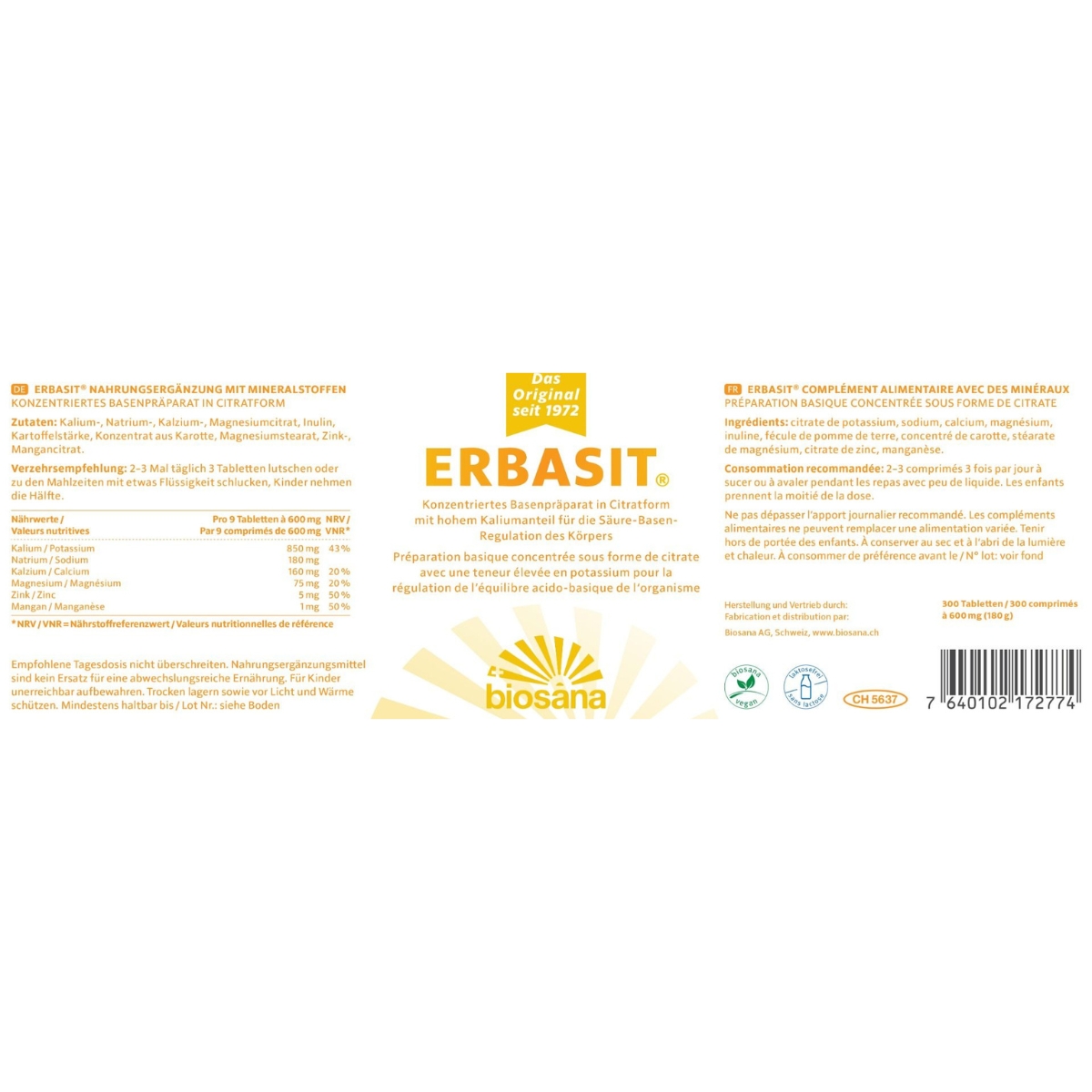 Biosana Erbasit Mineralsalz Tabletten 300 Stück