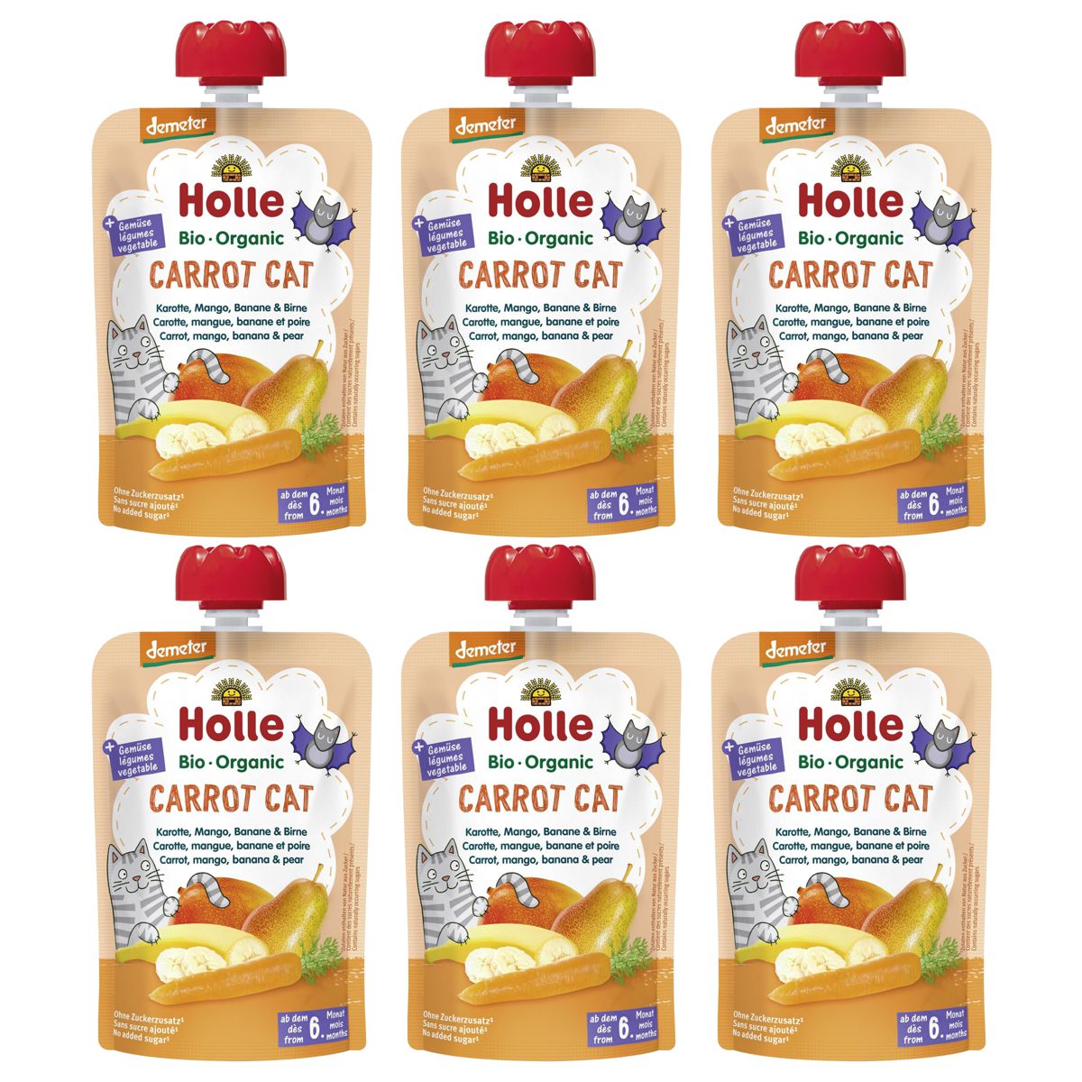 Holle Carrot Cat Pouchy Karotte Mango Banane Birne 6x 100 g