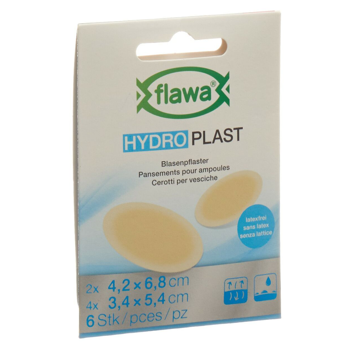 Flawa Hydro Plast Blasenpflaster 2 Grössen 6 Stück