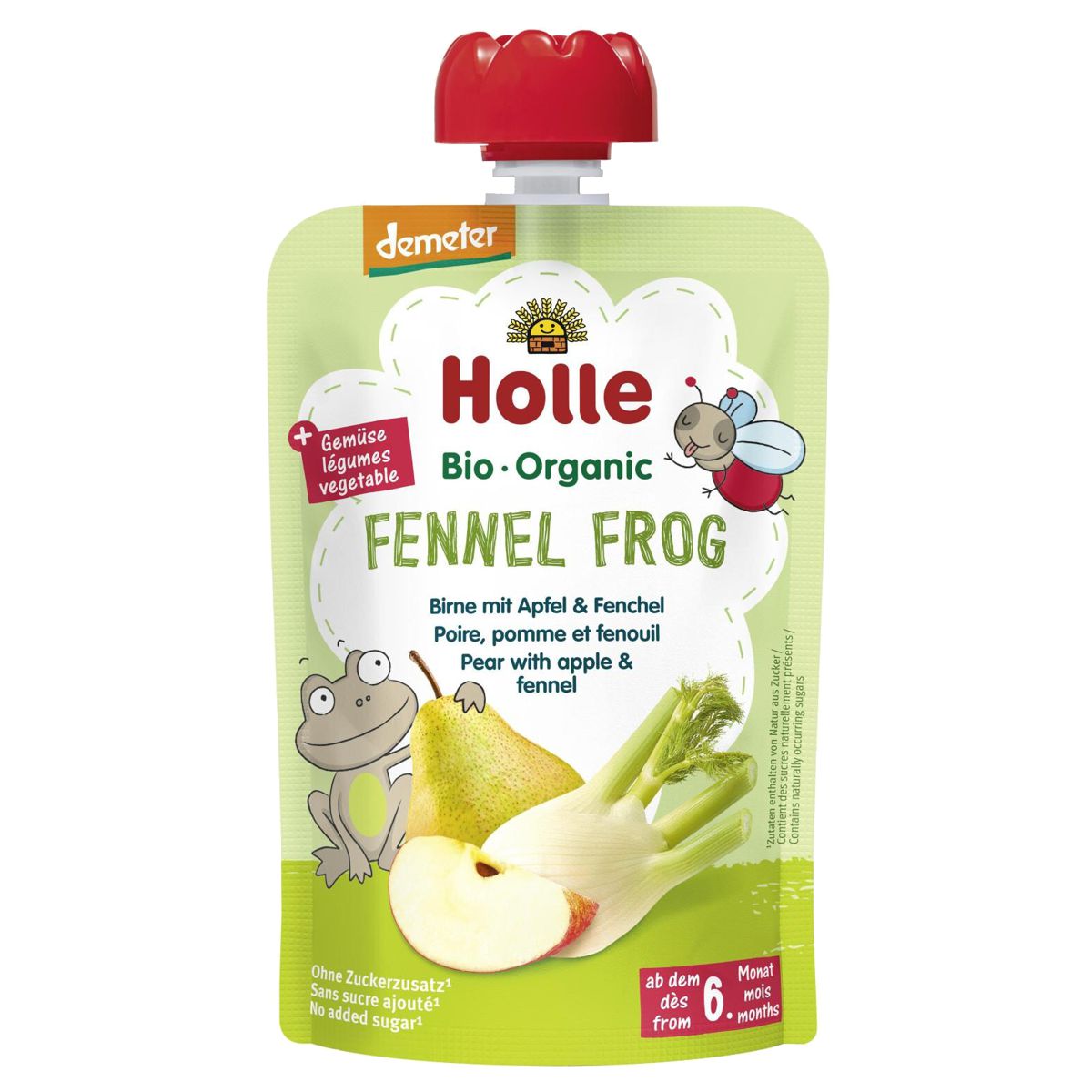 Holle Fennel Frog Pouchy Birne Apfel Fenchel 6x 100 g