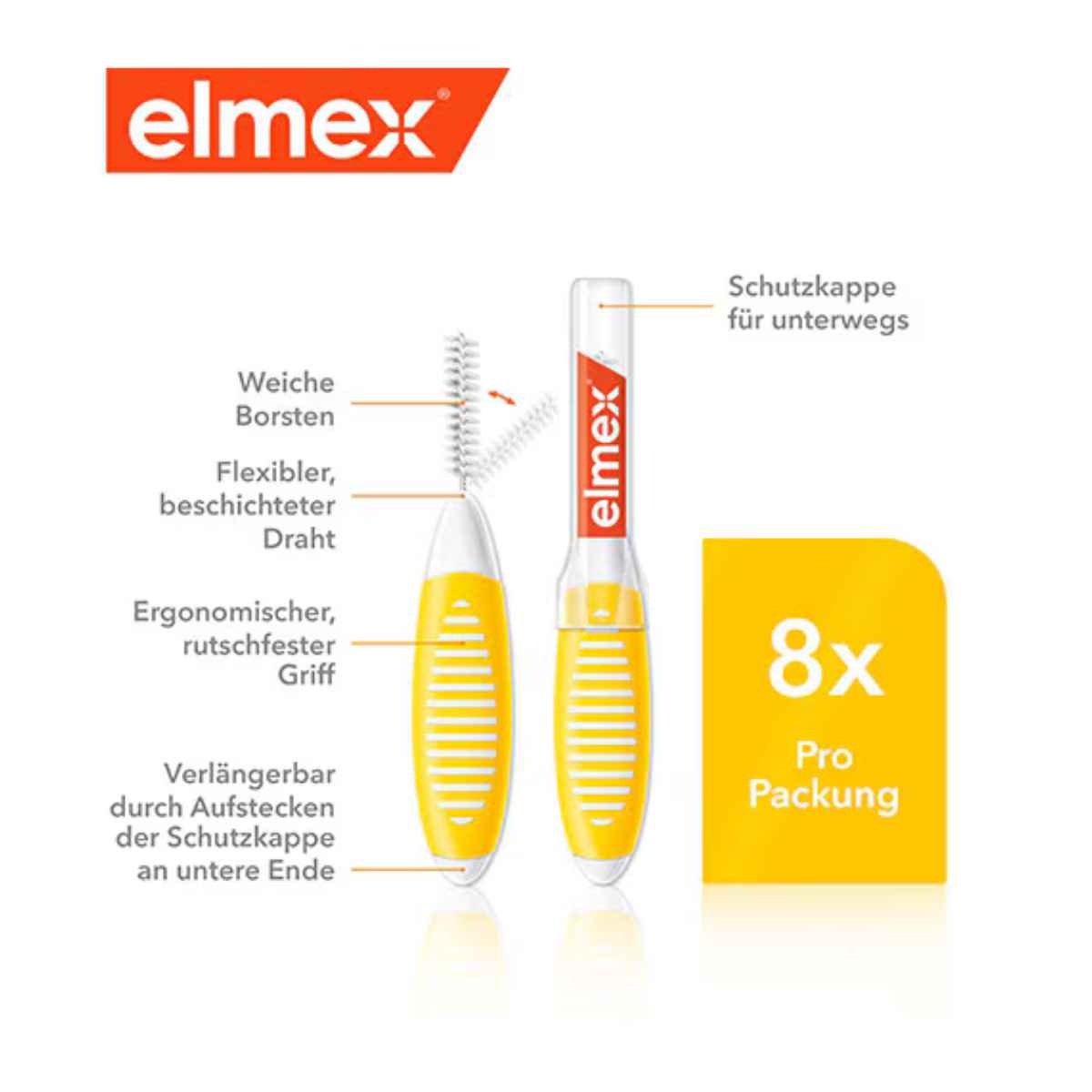 ELMEX Interdentalbürsten 0.7mm gelb 8 Stück