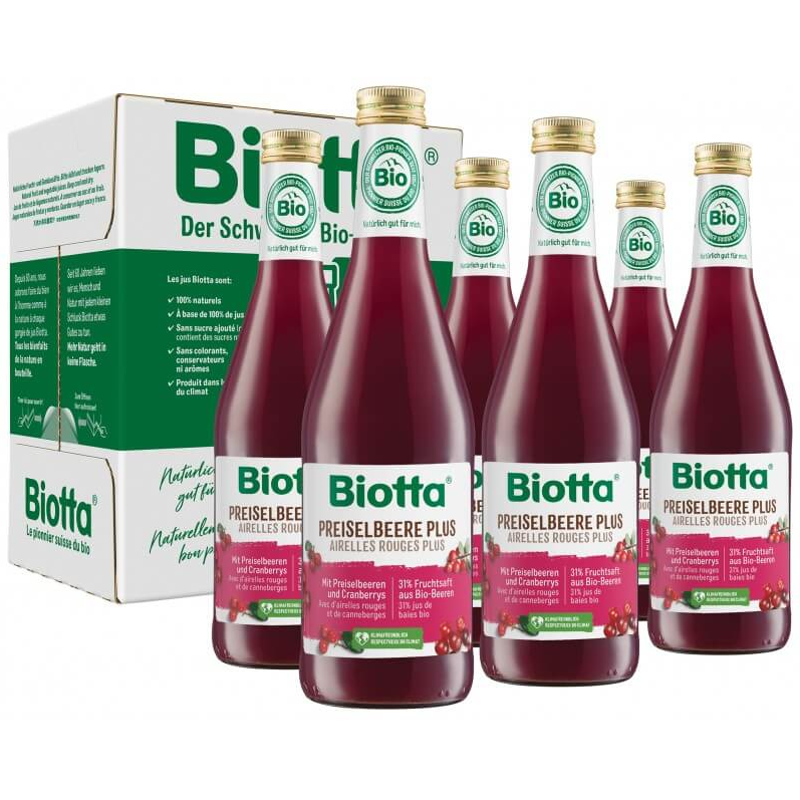 Biotta Preiselbeere Plus 6 Fl 5 dl