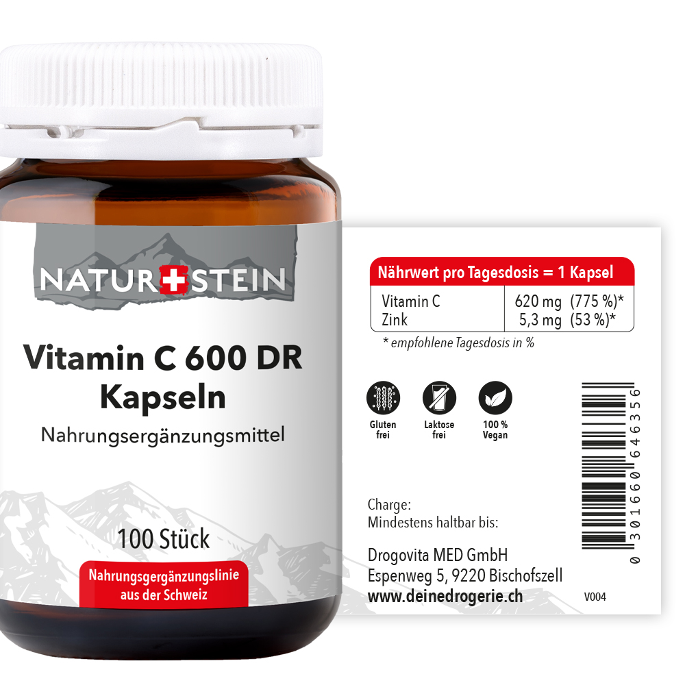 Naturstein Vitamin C 600 DR Kapseln 100 Stück