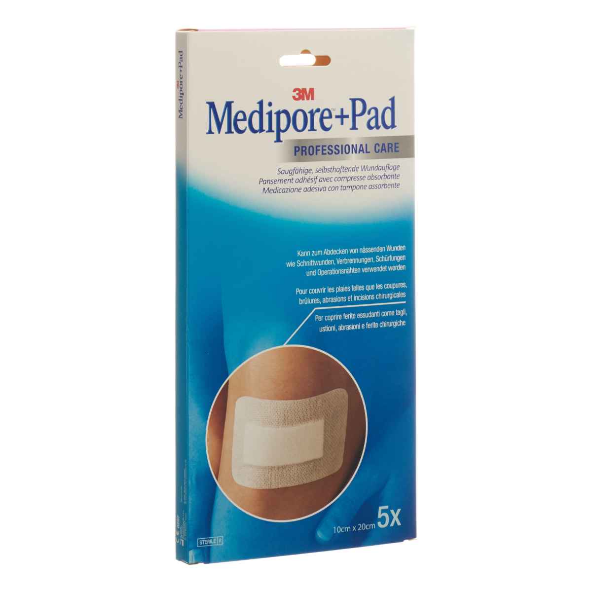 3M MEDIPORE+PAD 10x20cm Wundkissen 5x15.5cm 5 Stück