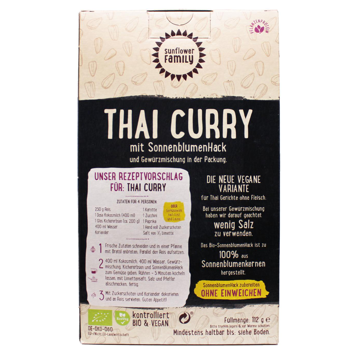 Sunflower Sonnenblumen Hack Thai Curry 112 g