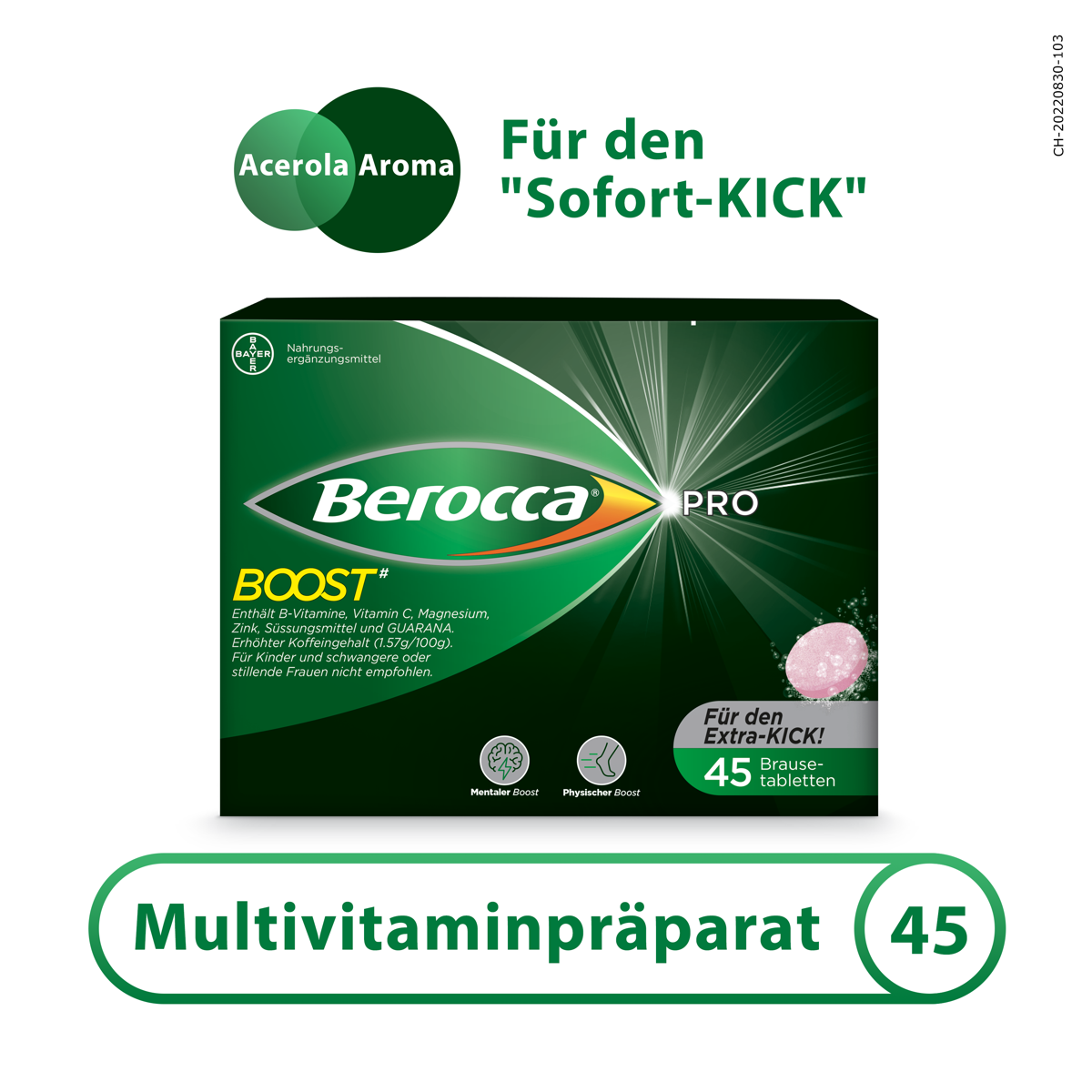 Berocca Pro Boost Brausetabletten 45 Stück Sofort-Kick