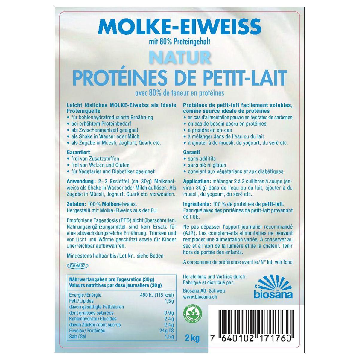 Biosana Molke Eiweiss Pulver Nature 2 kg