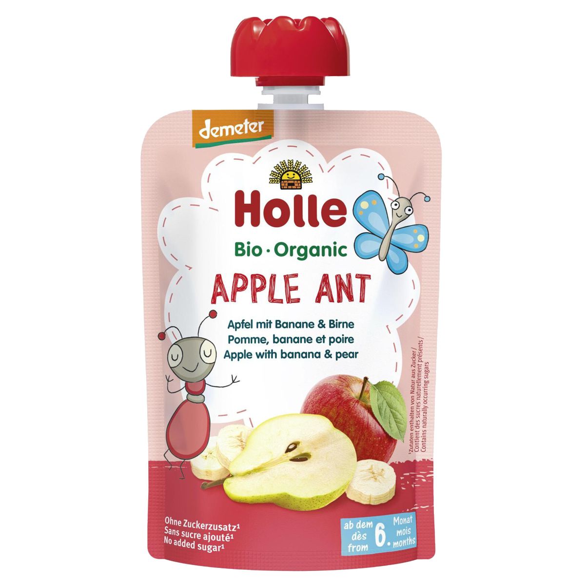 Holle Apple Ant Pouchy Apfel Banane Birne 6x 100 g