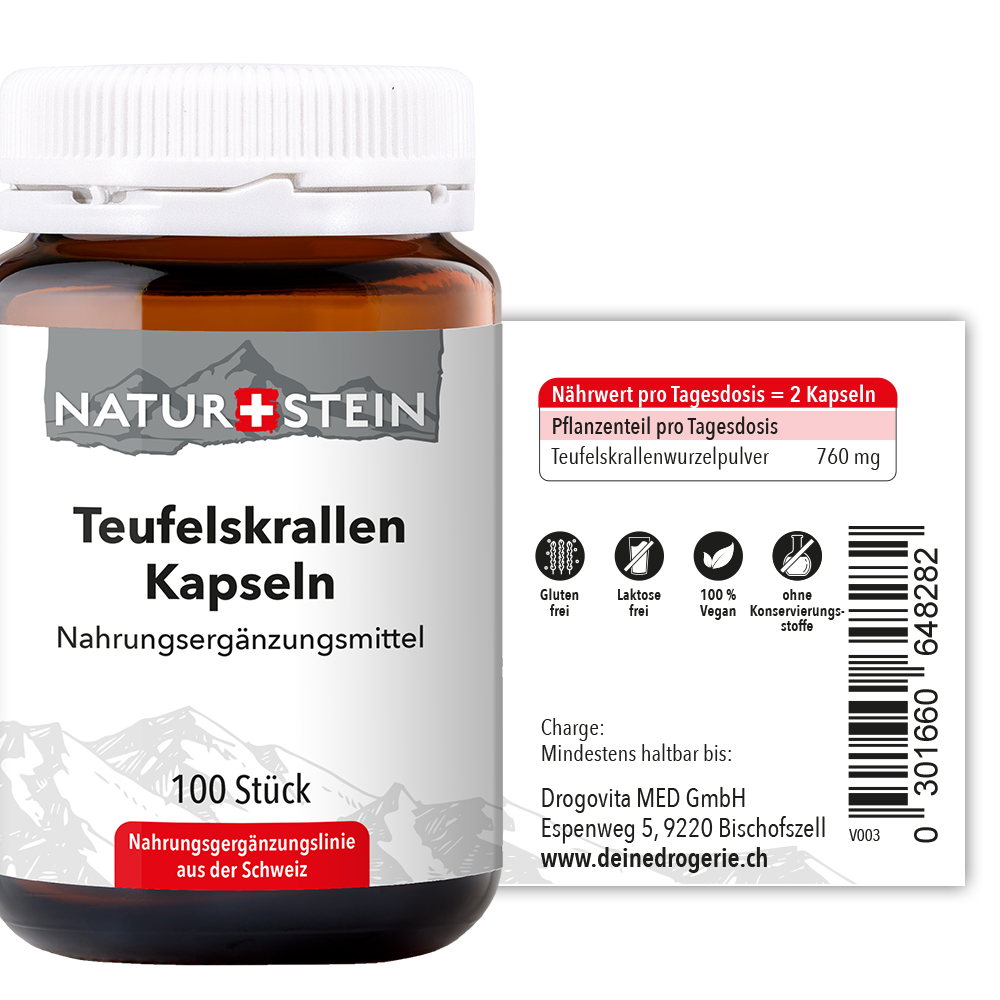 Naturstein Teufelskrallen Kapseln 100 Stück