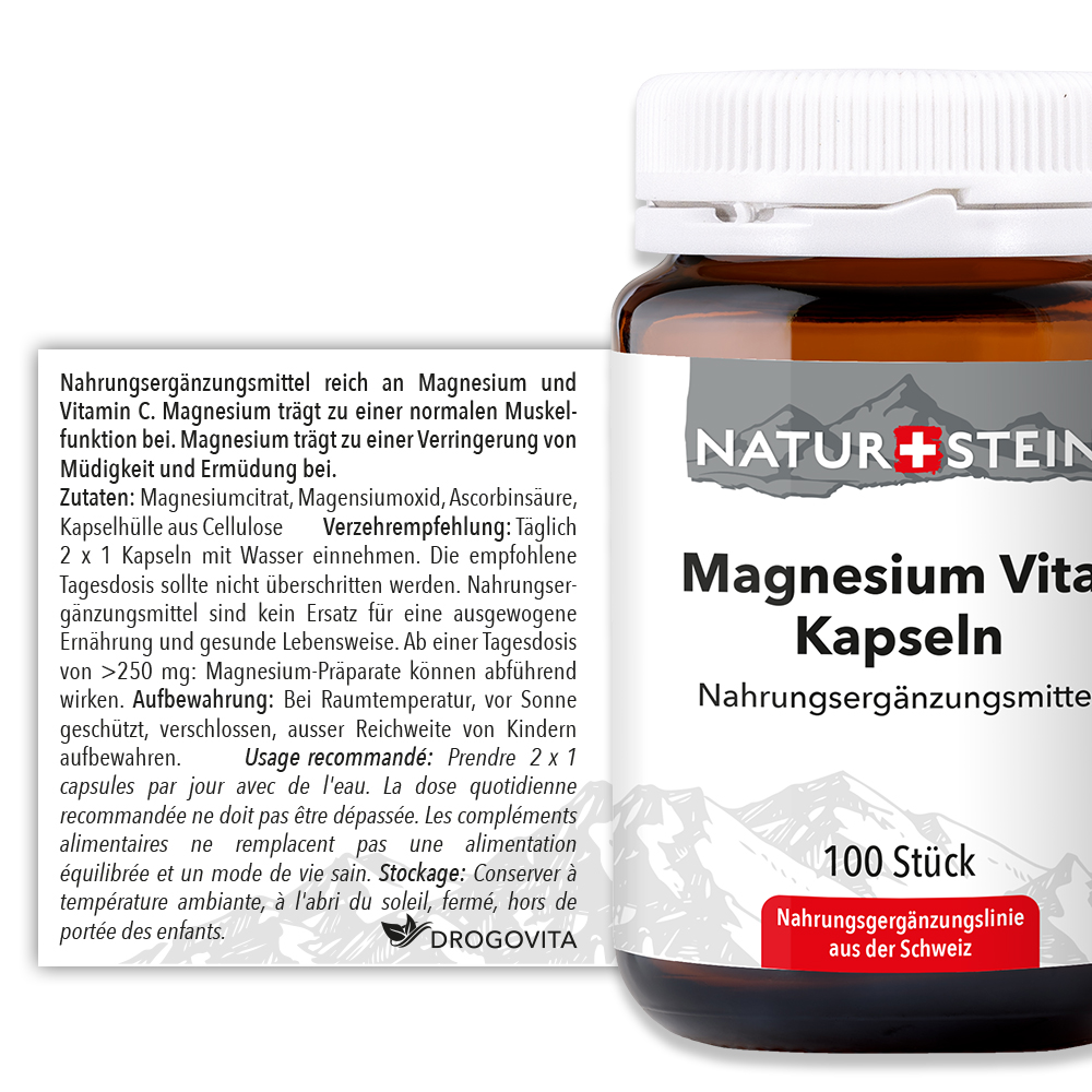 Naturstein Magnesium Vital Kapseln 100 Stück