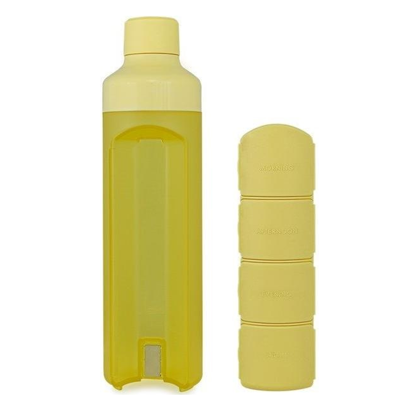 YOS Wasserflasche Gelb 375 ml mit Tagesdispenser