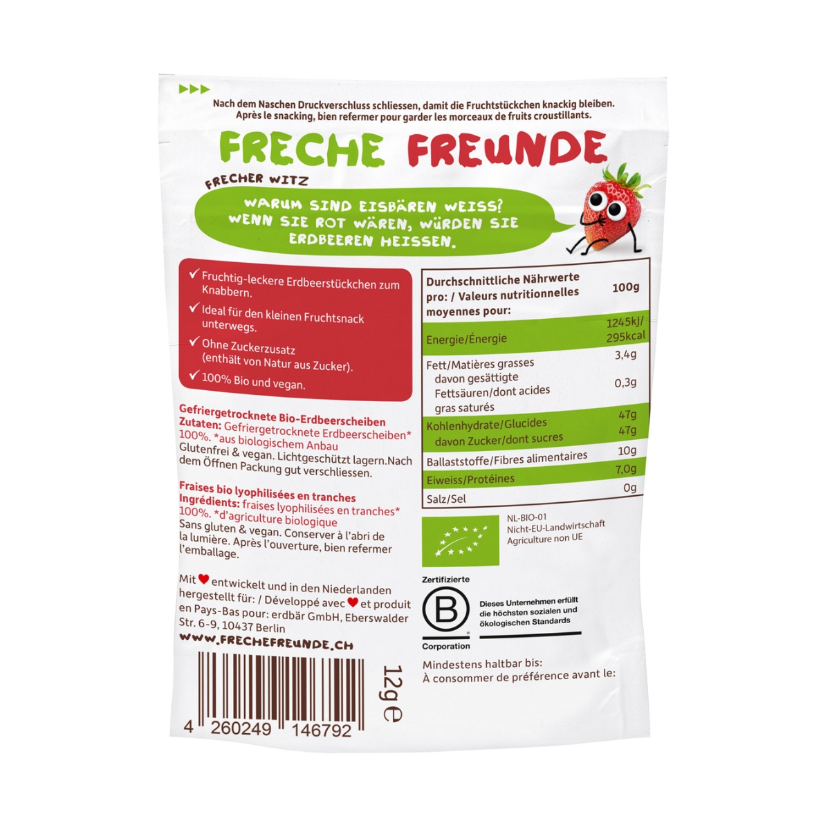 Freche Freunde Fruchtchips Erdbeere 12 g