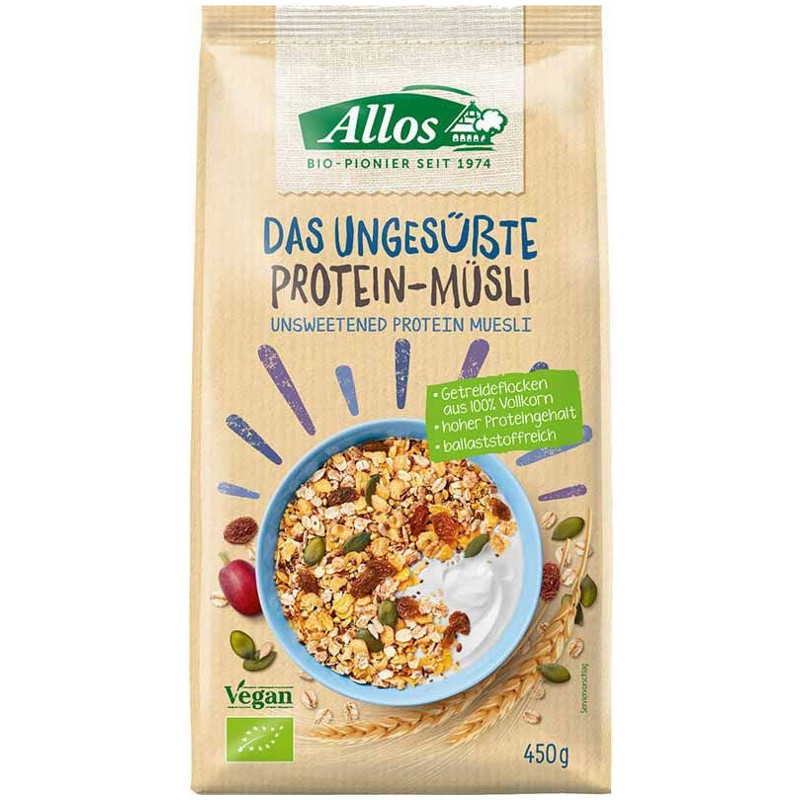 Allos Das ungesüsste Protein-Müsli Beutel 450 g