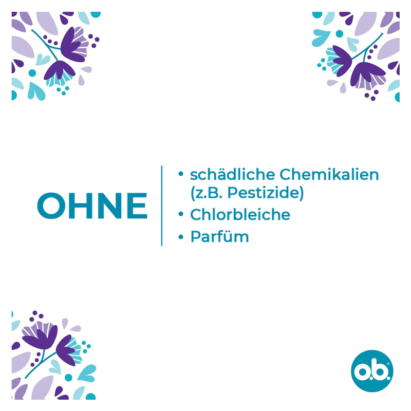 o.b. Tampons ExtraProtection ohne schädliche Chemikalien