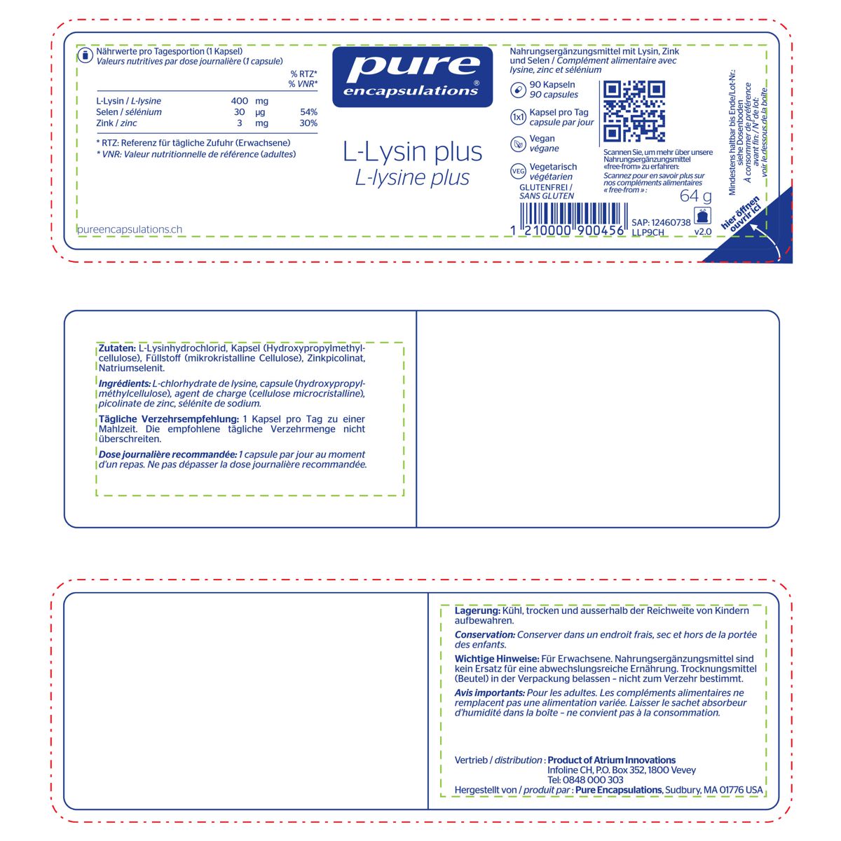 Pure L-Lysin Plus Kapseln Dose 90 Stück