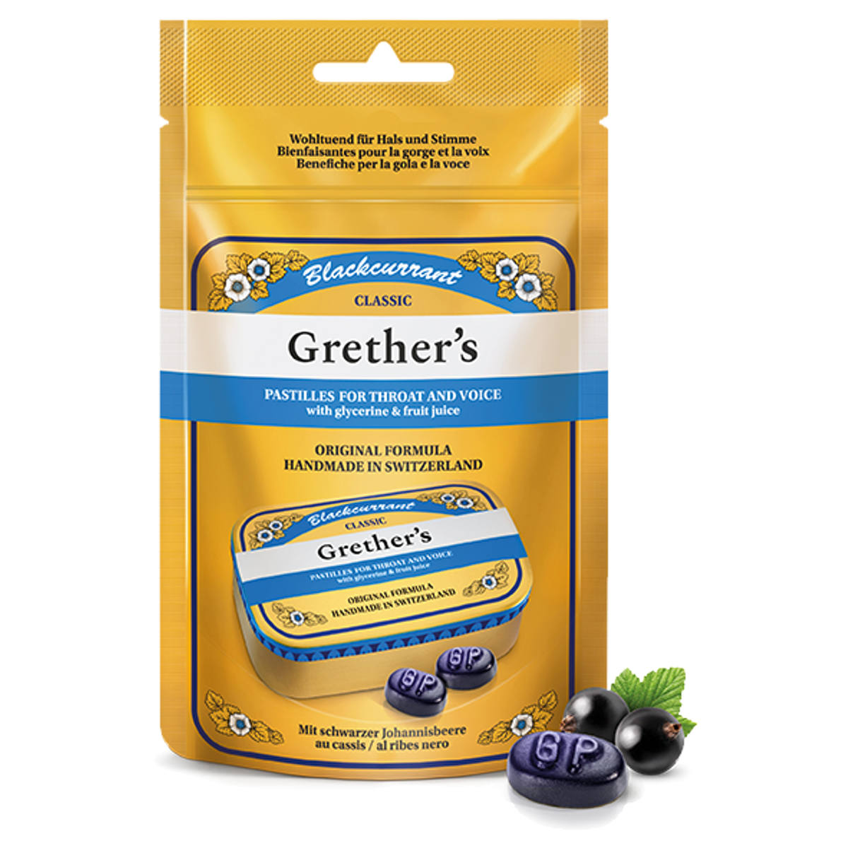 Grethers Blackcurrant Pastillen Beutel 110 g