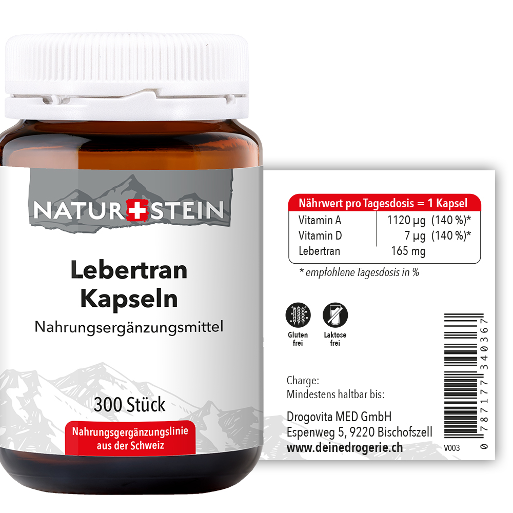 Naturstein Lebertran Kapseln 300 Stück