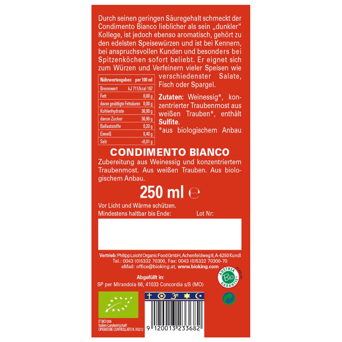 Bioking Condimento Bianco 250 ml