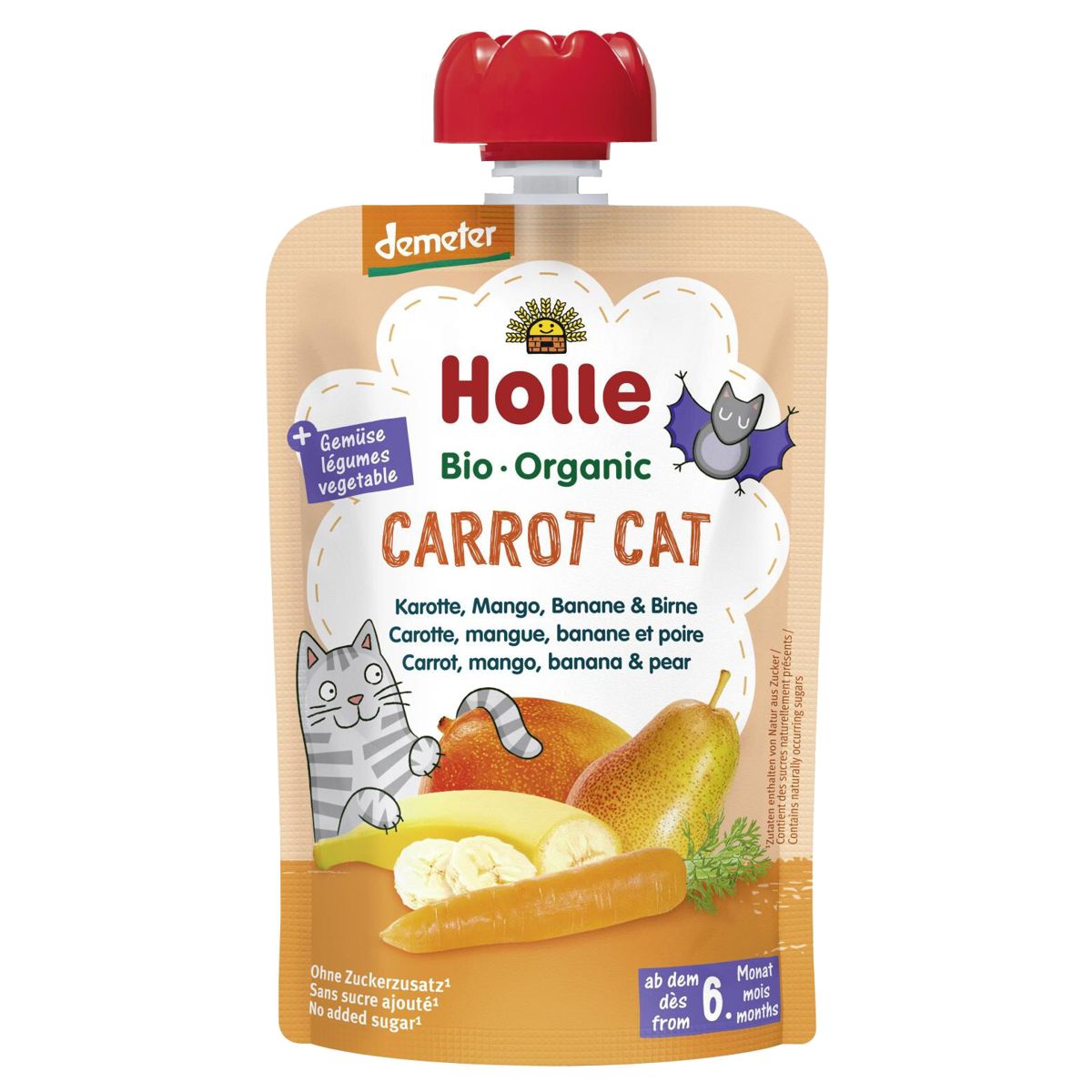 Holle Carrot Cat Pouchy Karotte Mango Banane Birne 6x 100 g