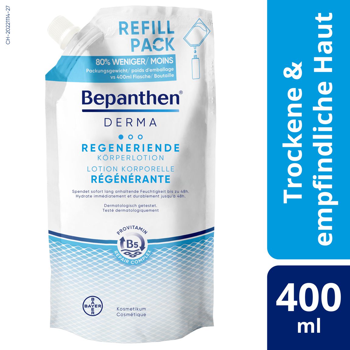 Bepanthen Derma regenerierende Körperlotion Nachfüllbeutel 400 ml