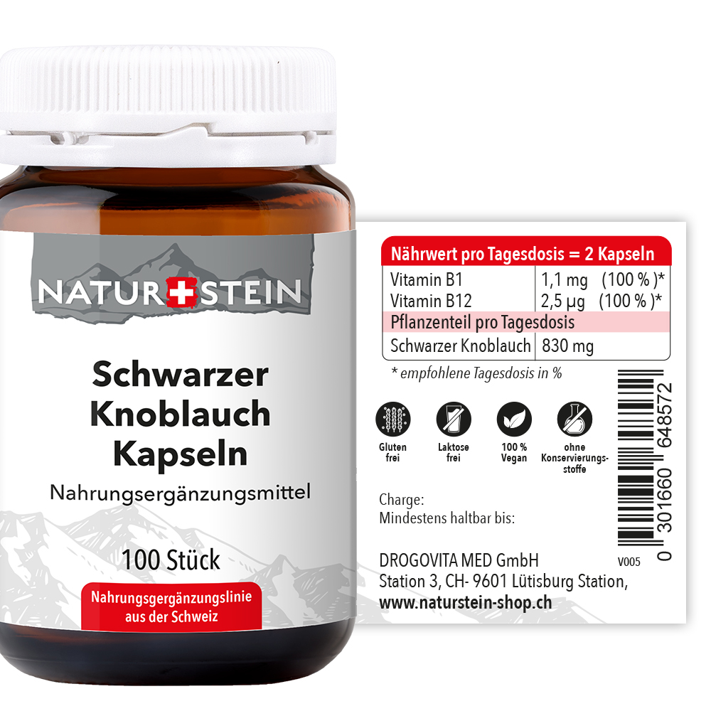 Naturstein Schwarzer Knoblauch Kapseln 100 Stück