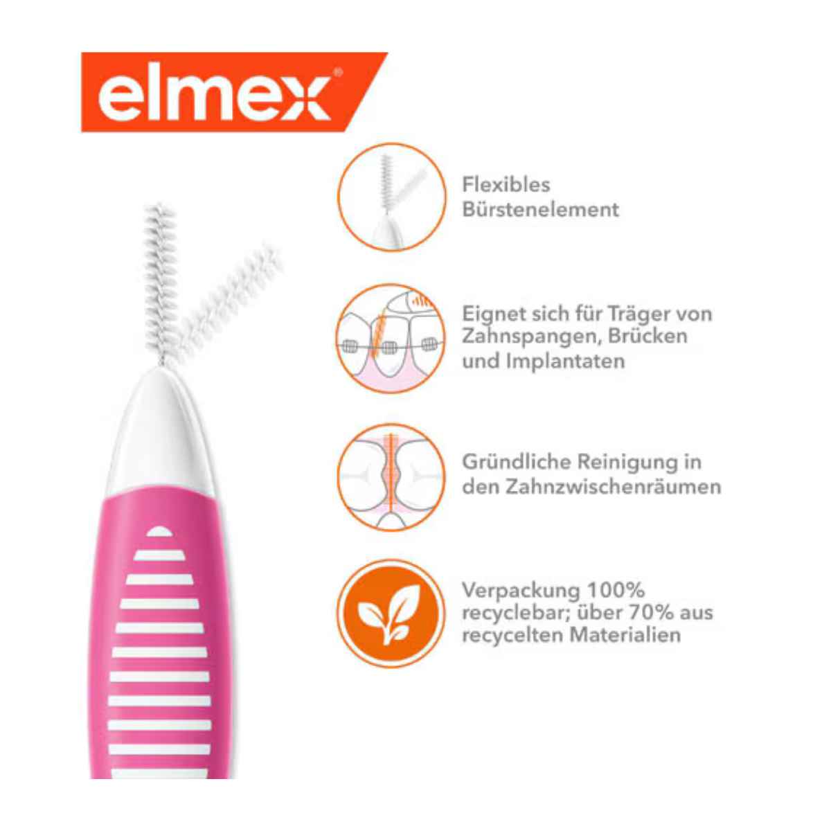 ELMEX Interdentalbürsten 0.4mm pink 8 Stück