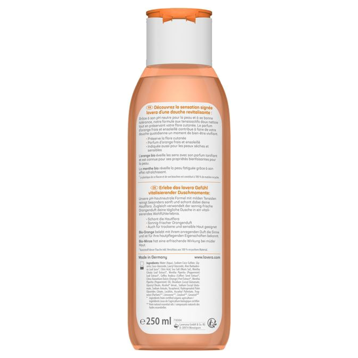 Lavera Pflegedusche Vital Bio-Orange & Bio-Minze Flasche 250 ml