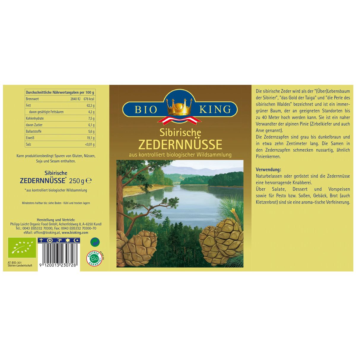 Bioking sibirische Zedernnüsse 250 g