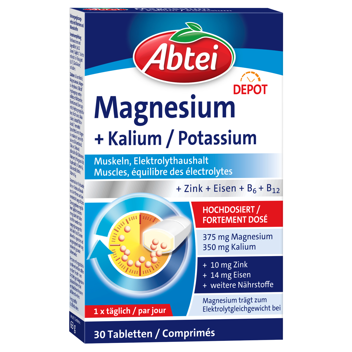 Abtei Magnesium + Kalium Depot Tabletten 30 Stück