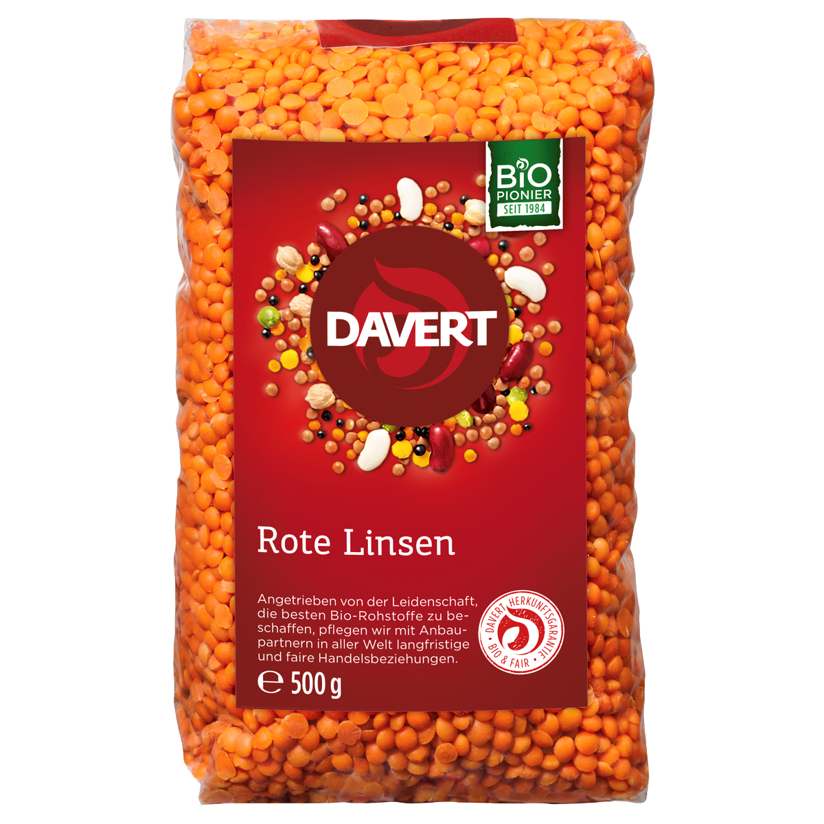 Davert Rote Ganze Linsen 500 g